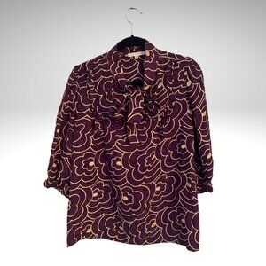 ANTHROPOLOGIE | Corey Lynn‎ Carter | 100% Silk Neck Tie Blouse | Gorge Purple